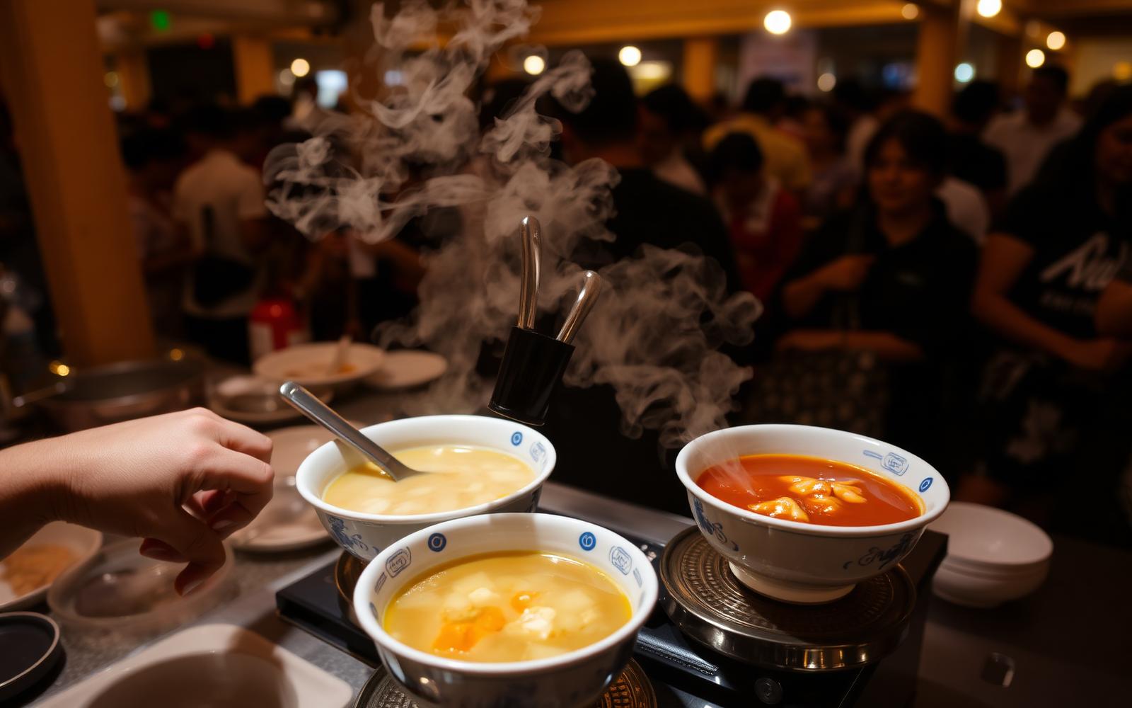 Nyonya laksa & asam pedas served hot